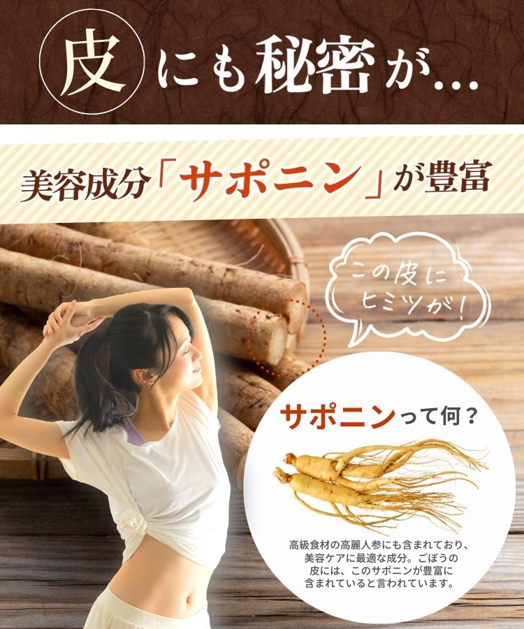 温活農園の国産ごぼう茶は美容成分「サボニン」が豊富