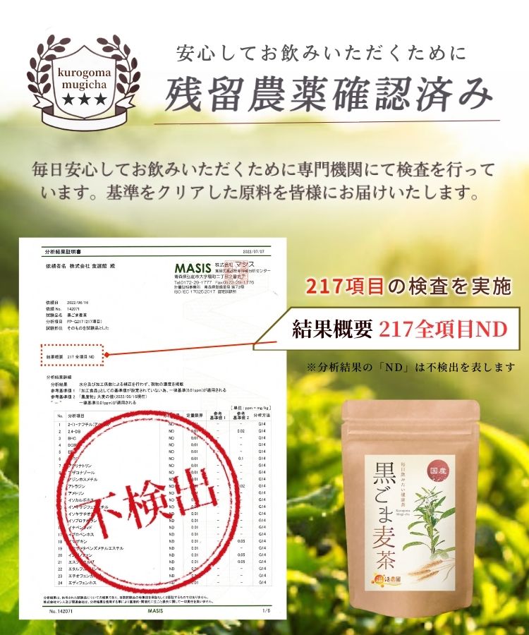 温活農園の健康茶は残留農薬検査済み