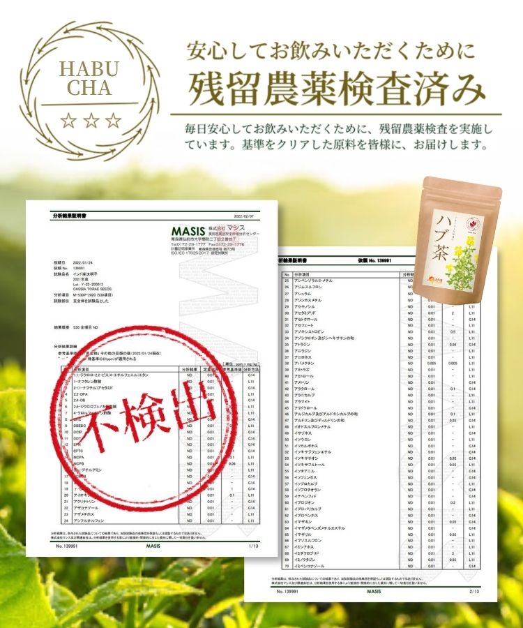 温活農園の健康茶は残留農薬検査済み